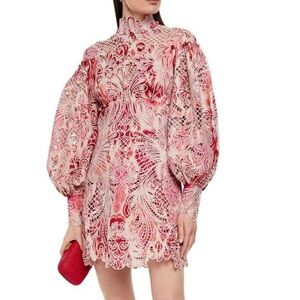 Zimmermann Wavelength Printed broderie anglaise dress, Sz AU0/US2, Retail $2900